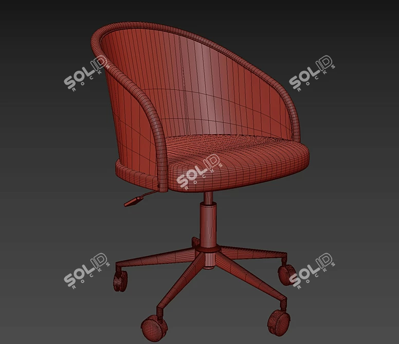 Dagmar Office Chair, Rattan Backrest 3D model image 5