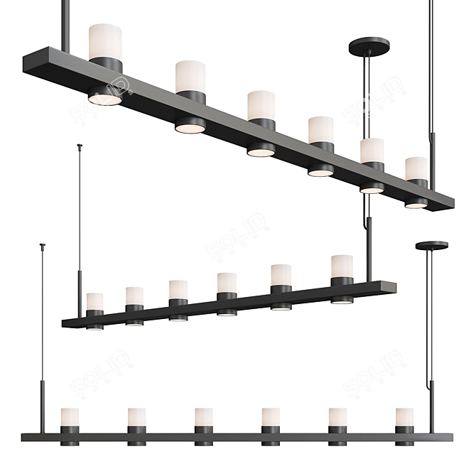 Sleek Linear LED Pendant Disco 3D model image 1