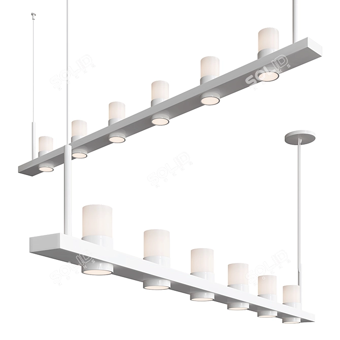 Sleek Linear LED Pendant Disco 3D model image 2