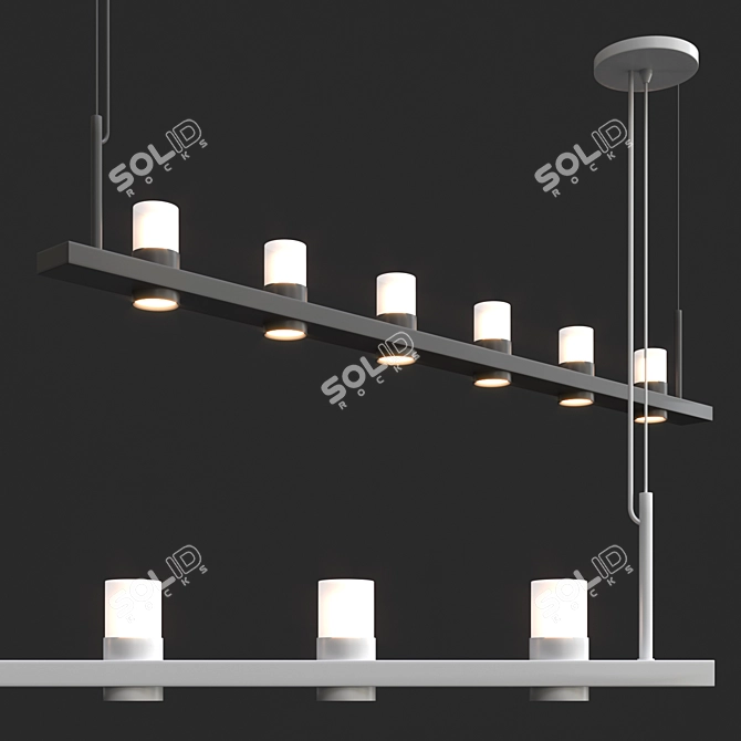 Sleek Linear LED Pendant Disco 3D model image 3