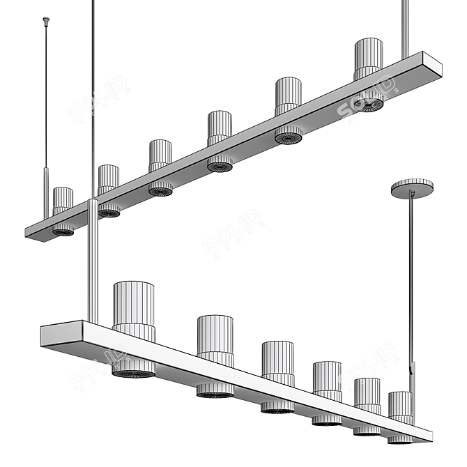 Sleek Linear LED Pendant Disco 3D model image 4