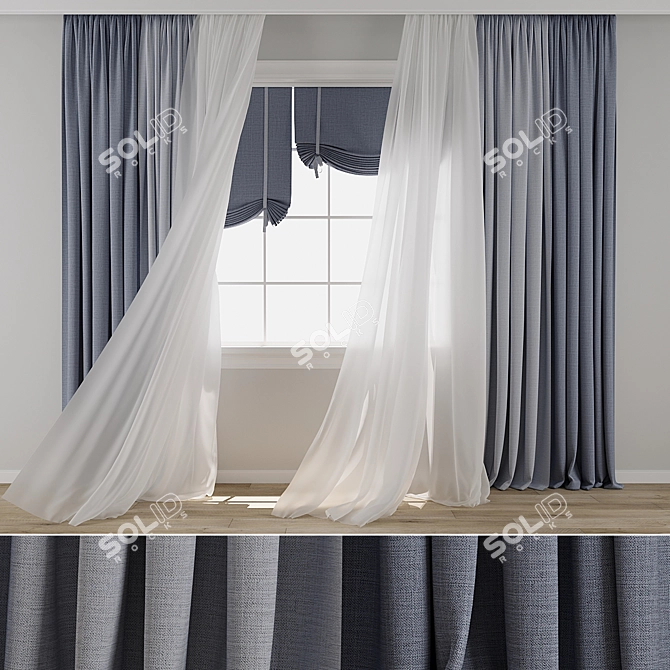 Wind Blowing Effect Curtain 3D 3D model image 1