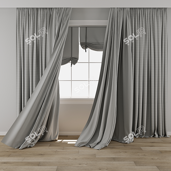 Wind Blowing Effect Curtain 3D 3D model image 3