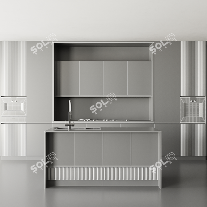 Designer Modern Kitchen Island Set 3D model image 3