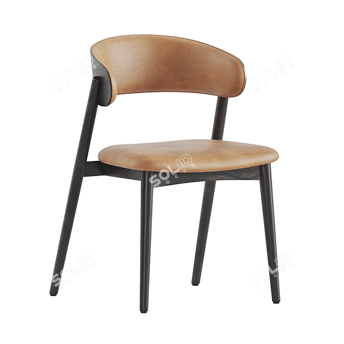 Siena Chair: Luxe Leather Velvet 3D model image 4