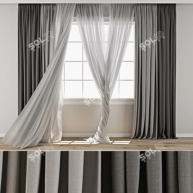 Minimalist Curtain Model Collection 3D model image 1