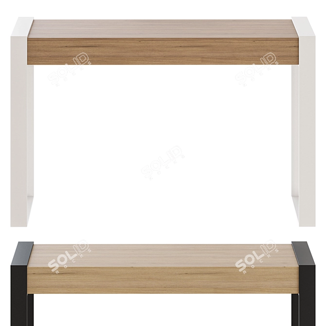 Solid Oak Console Table 3D model image 2