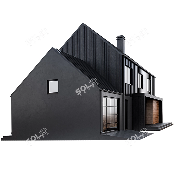 Modern Black Barnhouse with Garage 3D model image 4