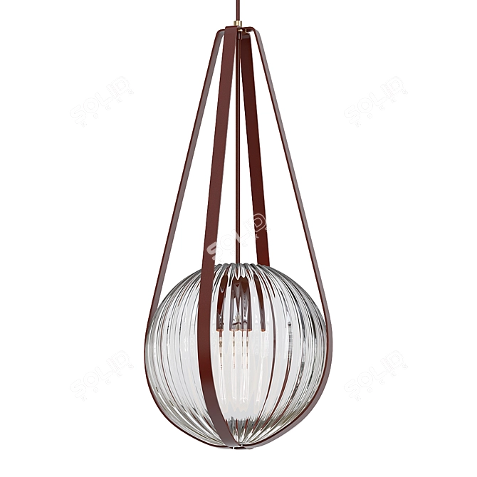 Smoke Ribbed Glass Pendant Light 3D model image 1