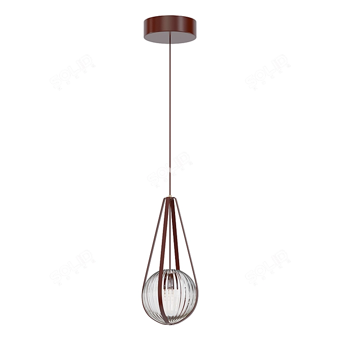 Smoke Ribbed Glass Pendant Light 3D model image 2