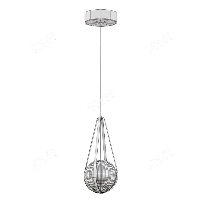 Smoke Ribbed Glass Pendant Light 3D model image 3