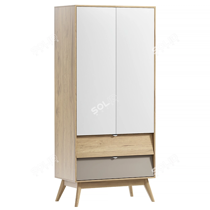 Lesli-2 Swing Wardrobe - Latte 3D model image 1