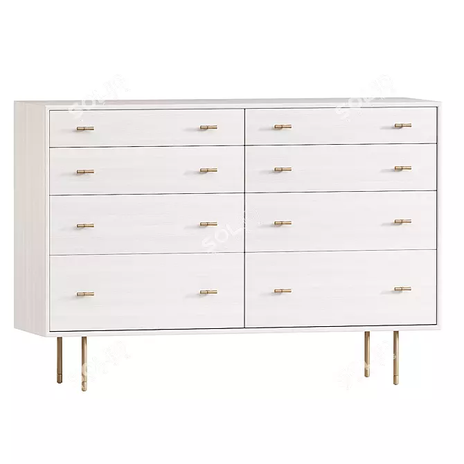 Sleek Wood Modern 8-Drawer Dresser 3D model image 1