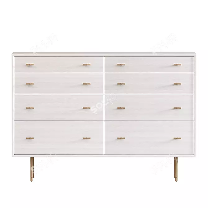 Sleek Wood Modern 8-Drawer Dresser 3D model image 2