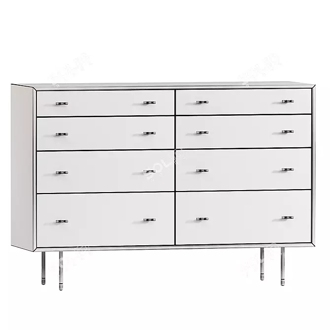 Sleek Wood Modern 8-Drawer Dresser 3D model image 3