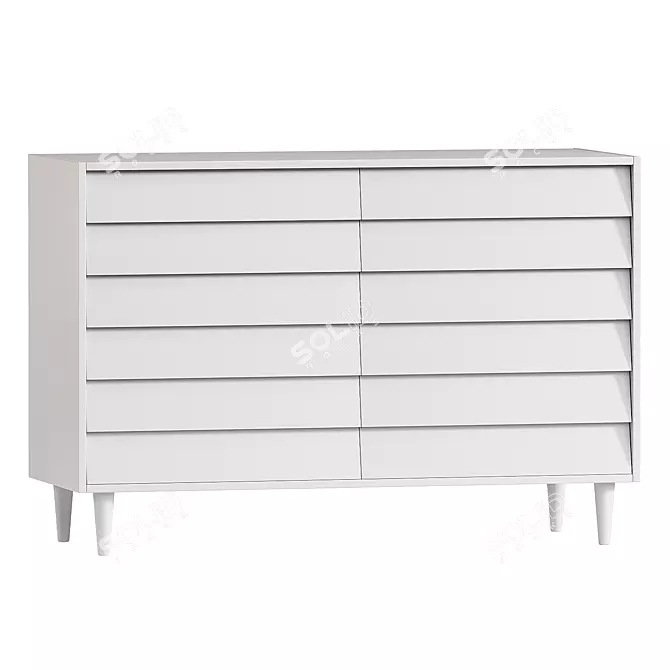 Pippa 6-Drawer Dresser in Millimeters 3D model image 1