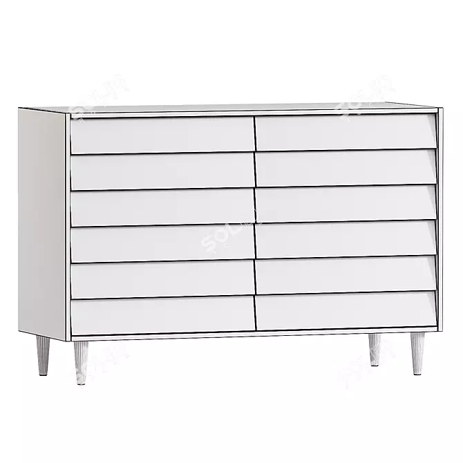 Pippa 6-Drawer Dresser in Millimeters 3D model image 3