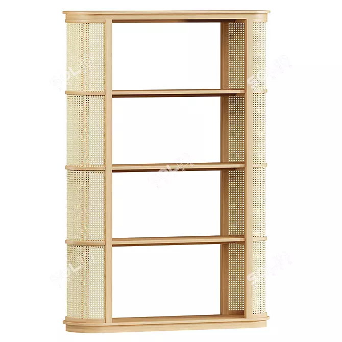 Sleek Cane Bookcase Shelf Display 3D model image 1