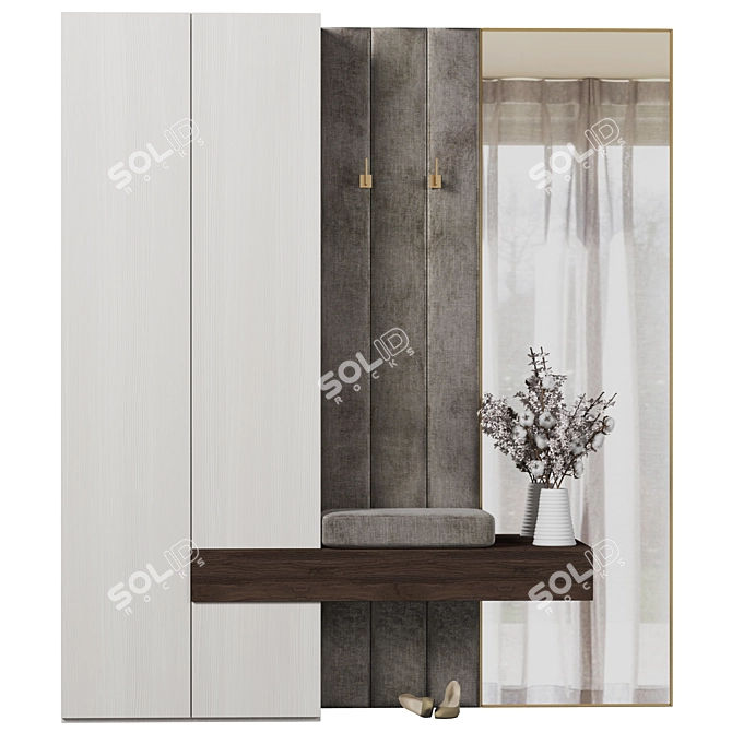 Modern Wood Hallway Furniture Set 3D model image 5