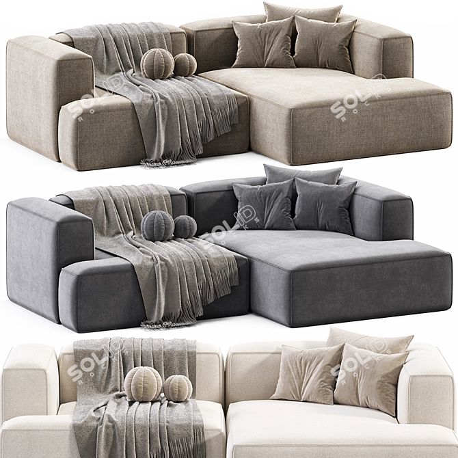 Modular Corduroy Lennon Corner Sofa 3D model image 1