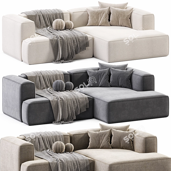 Modular Corduroy Lennon Corner Sofa 3D model image 2