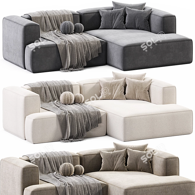 Modular Corduroy Lennon Corner Sofa 3D model image 3