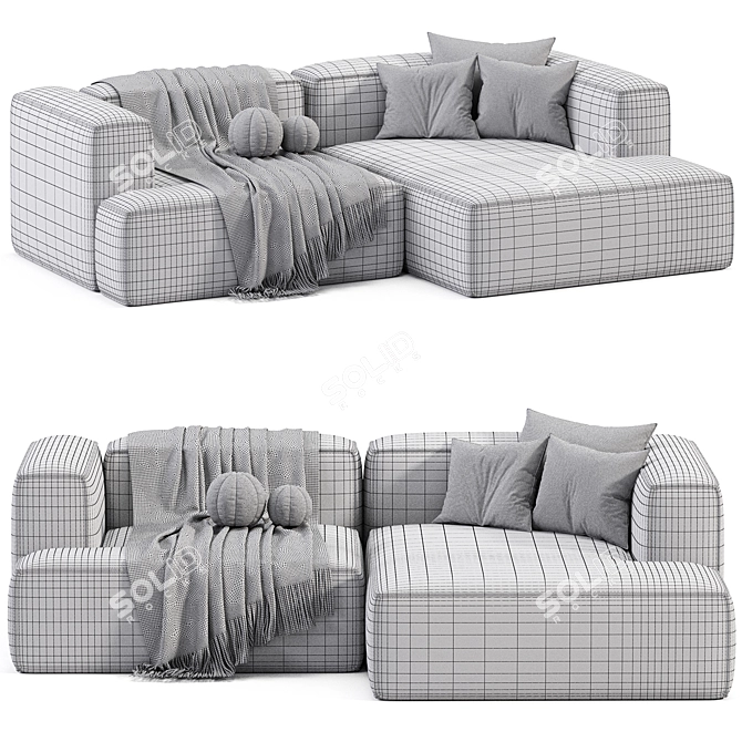 Modular Corduroy Lennon Corner Sofa 3D model image 5