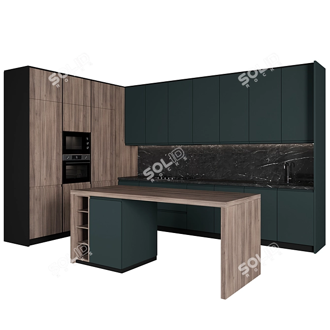 Sleek Modern Island Kitchen 3D model image 6