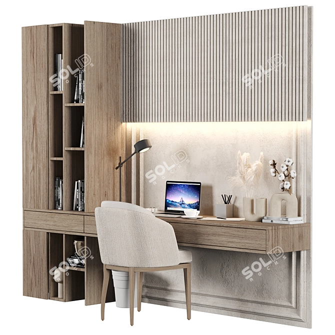 Modern Wood Home Office Furniture 3D model image 2