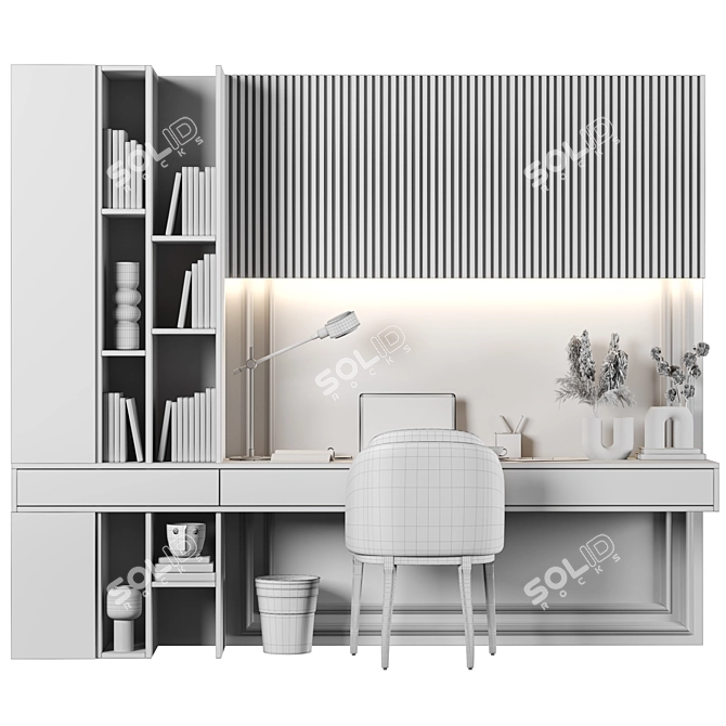 Modern Wood Home Office Furniture 3D model image 4