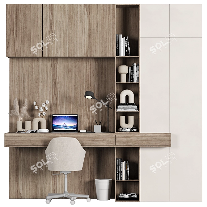 Modern Office Desk Furniture Set 3D model image 1