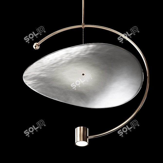 Golden Round Pendant Light Sculpture 3D model image 3