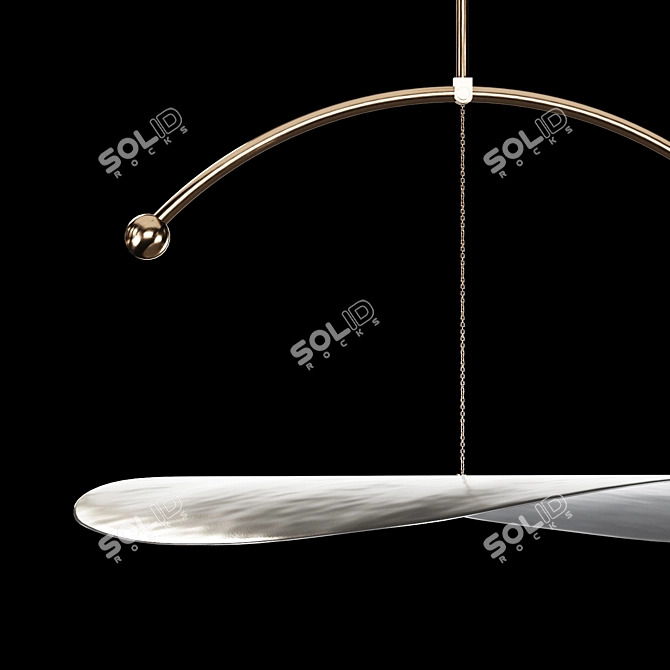 Golden Round Pendant Light Sculpture 3D model image 4