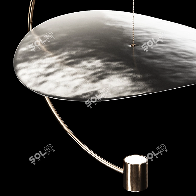 Golden Round Pendant Light Sculpture 3D model image 5