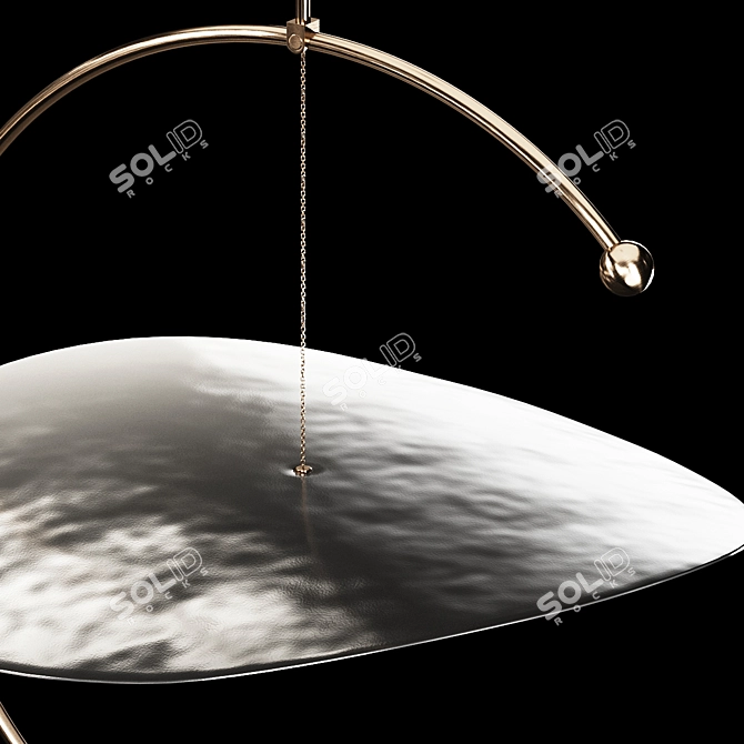 Golden Round Pendant Light Sculpture 3D model image 6