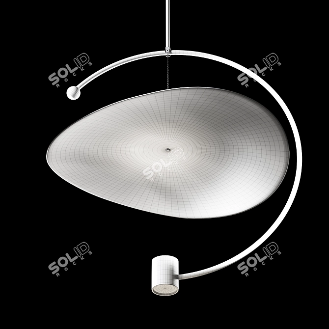 Golden Round Pendant Light Sculpture 3D model image 7