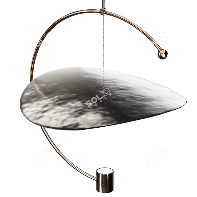 Golden Round Pendant Light Sculpture 3D model image 9