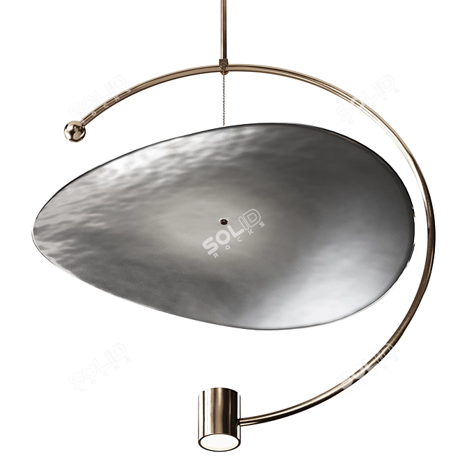 Golden Round Pendant Light Sculpture 3D model image 10