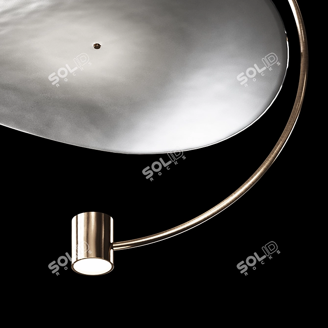 Golden Round Pendant Light Sculpture 3D model image 13