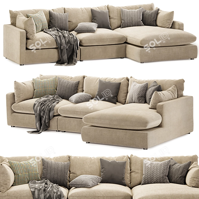 Light Modular Chaise Sofa Set 3D model image 1