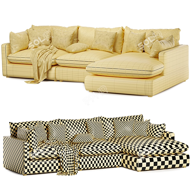 Light Modular Chaise Sofa Set 3D model image 3