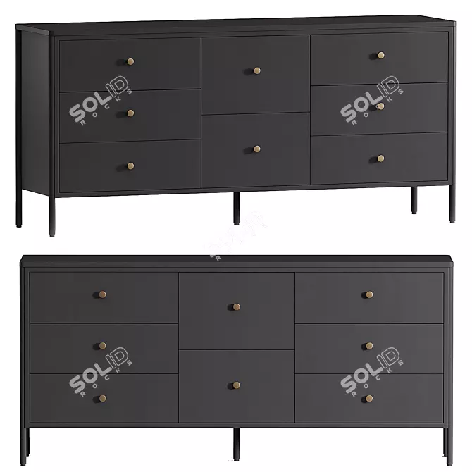 Bronzed Iron 8-Drawer Dresser - Contemporary 8-Drawer Storage 3D model image 1