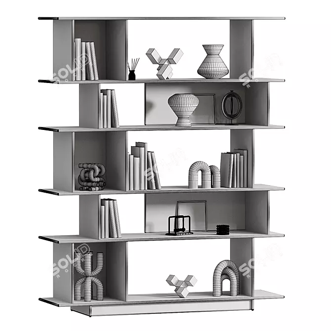 Modern Open Bookshelf 3D Model 3D model image 3