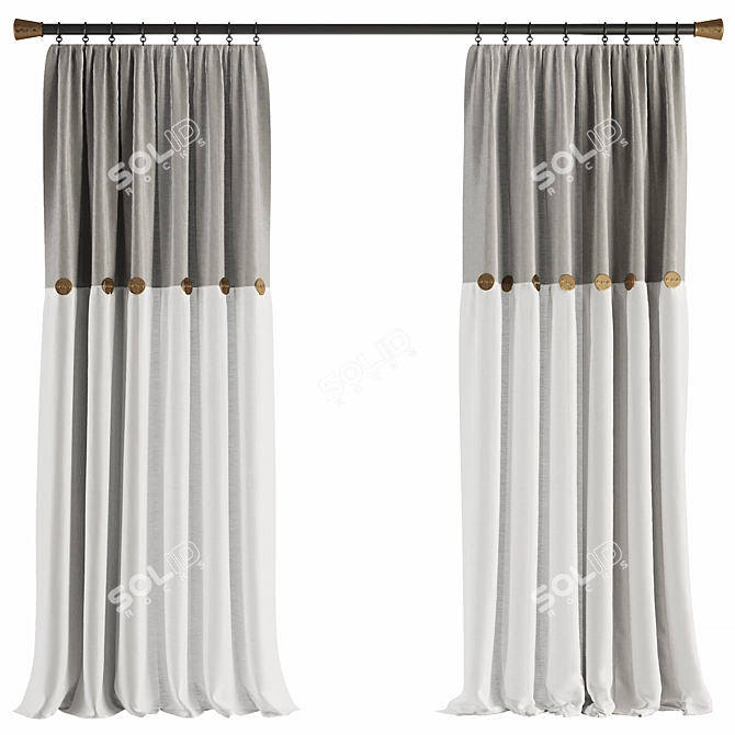 Modern Curtain Set M22 3D model image 1