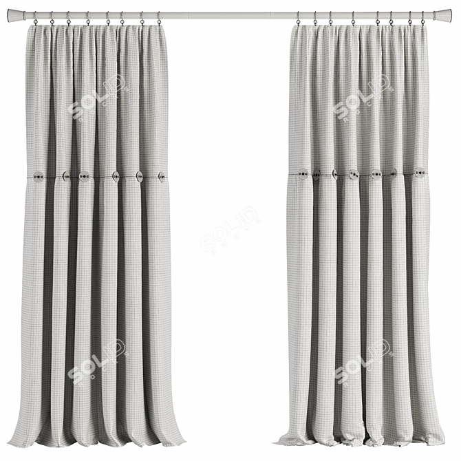 Modern Curtain Set M22 3D model image 3