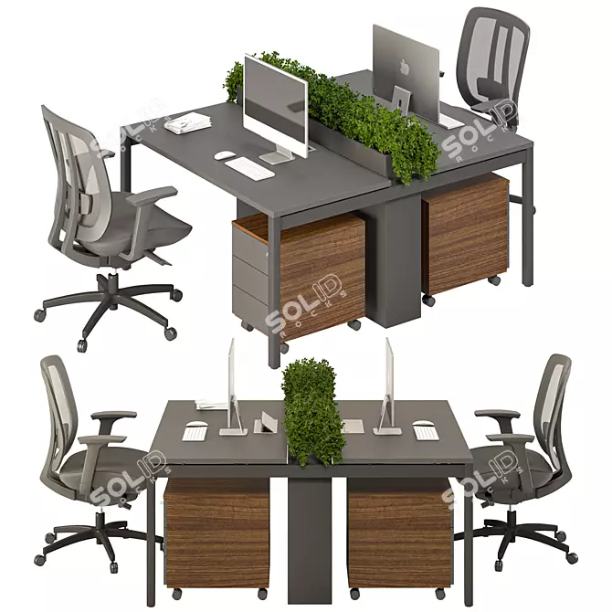 Modern Office Furniture Set No.4 3D model image 2