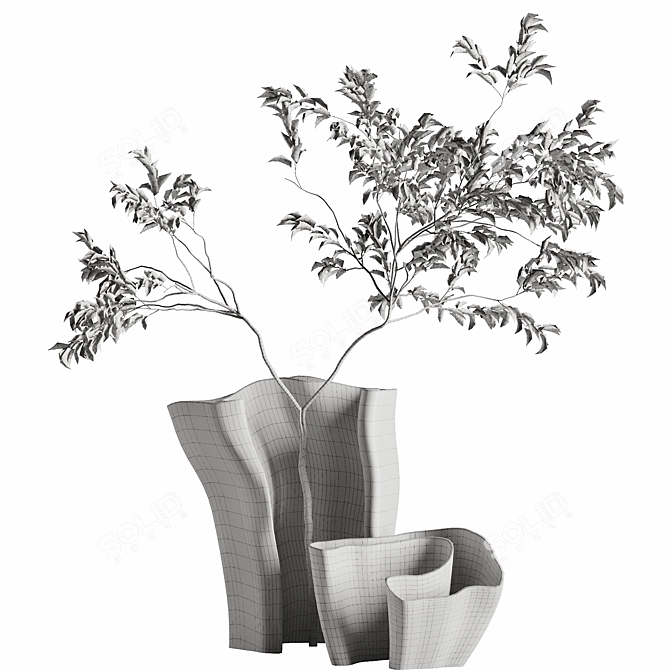 Eternal Beauty Dry Flower Bouquet 3D model image 4