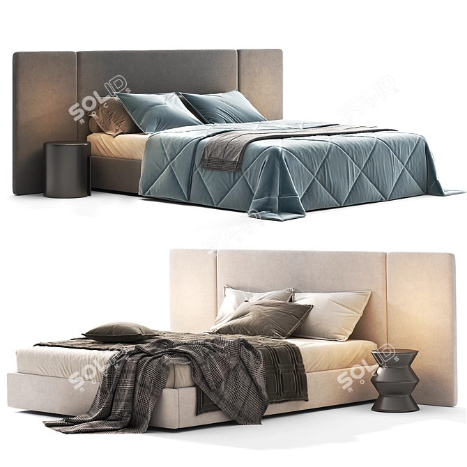 "Sleek Harris Bed 3D Model 3D model image 1