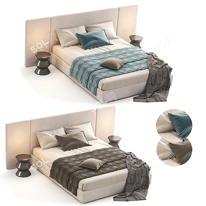 "Sleek Harris Bed 3D Model 3D model image 2