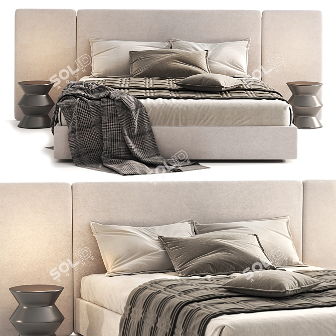 "Sleek Harris Bed 3D Model 3D model image 6